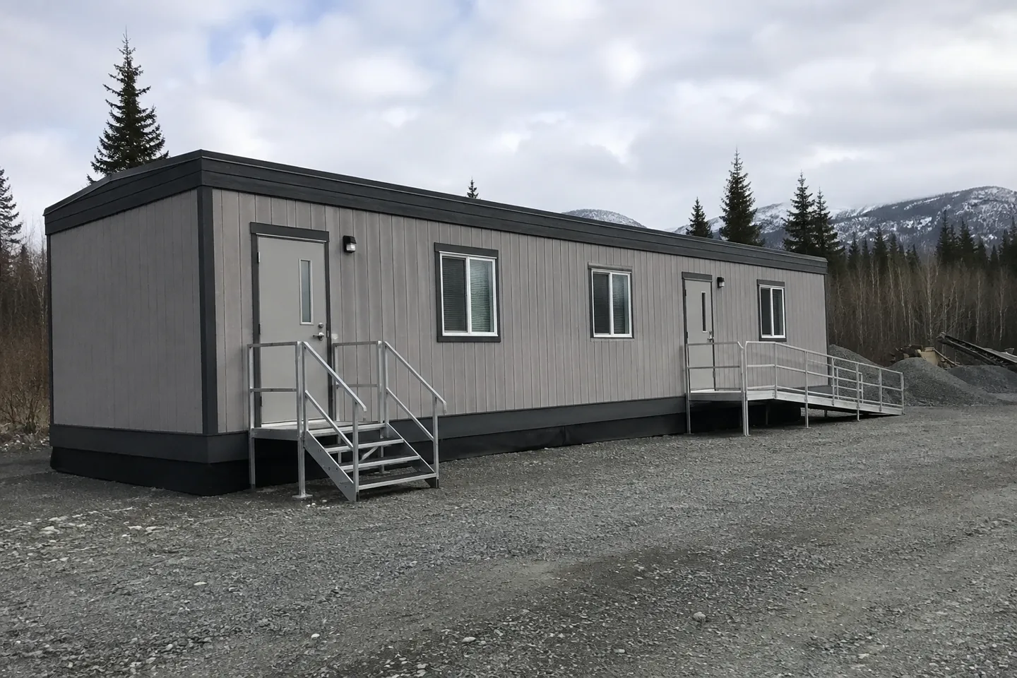 Mobile office or classroom building in a Alaska project setting
