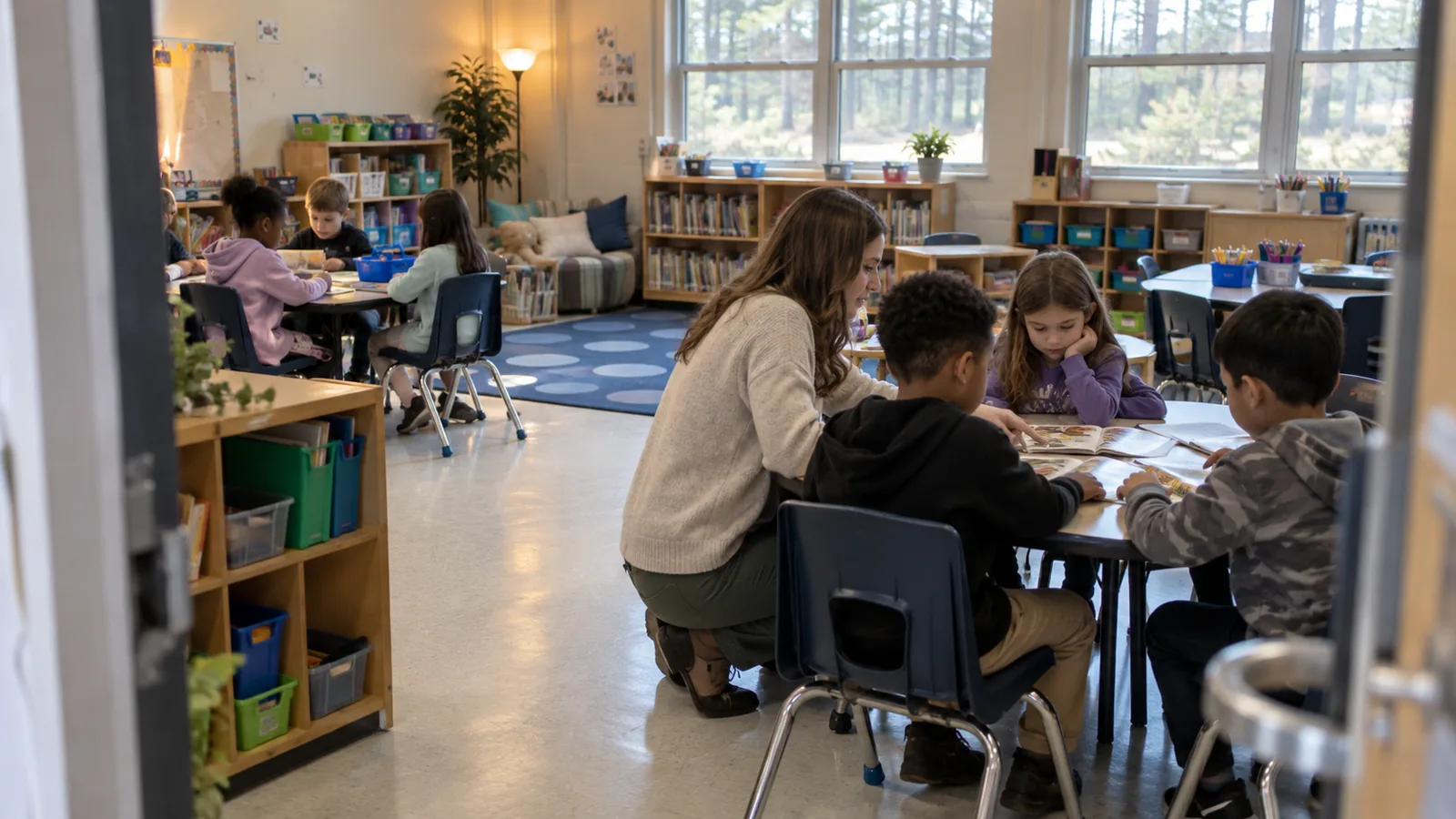 Reading classroom with books and learning materials