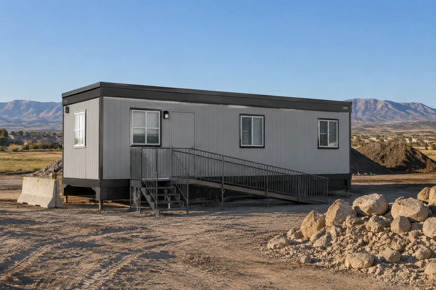 Mobile office or classroom building in a Colorado project setting