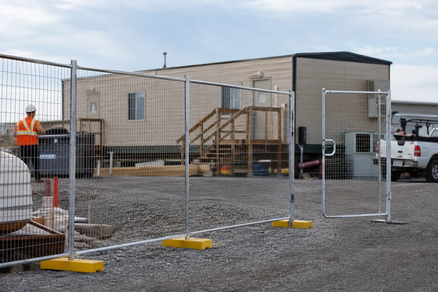 Temporary fence panels and gate details
