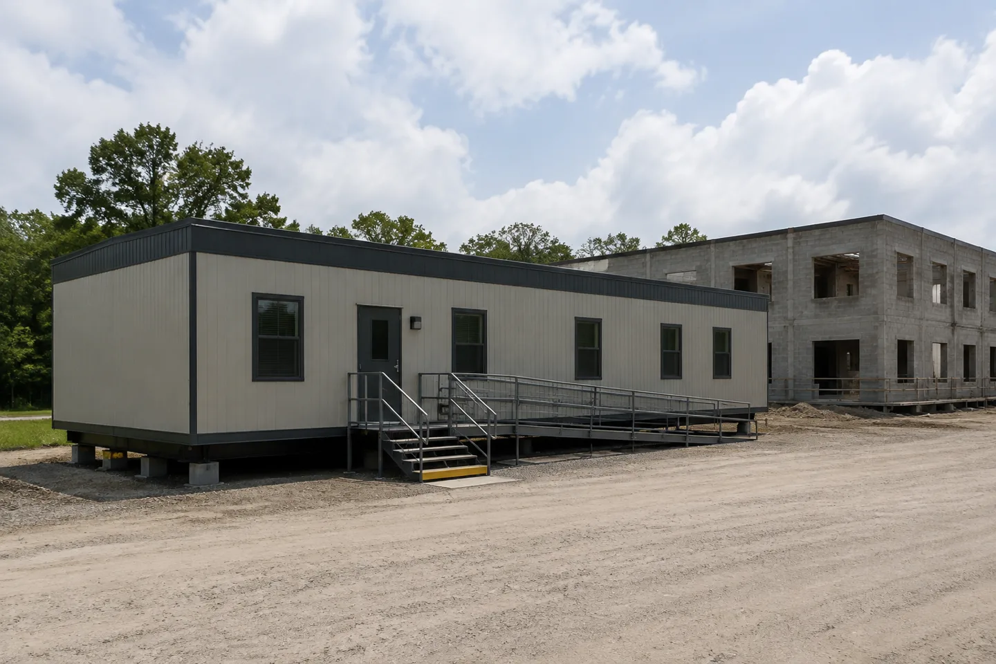 Mobile office or classroom building in a Florida project setting