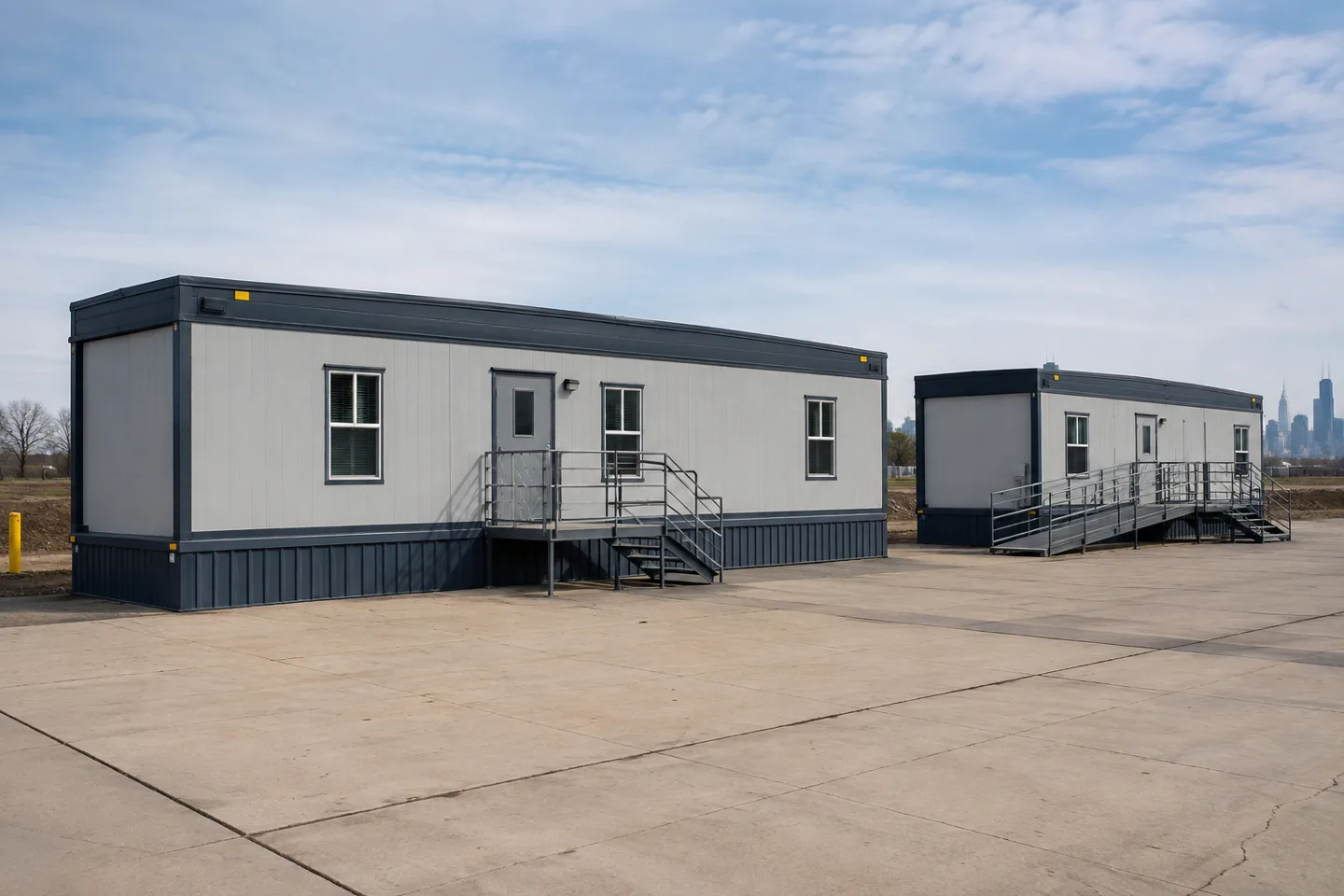 Mobile office or classroom building in a Illinois project setting
