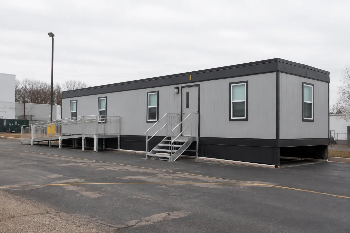 Mobile office or classroom building in a Michigan project setting