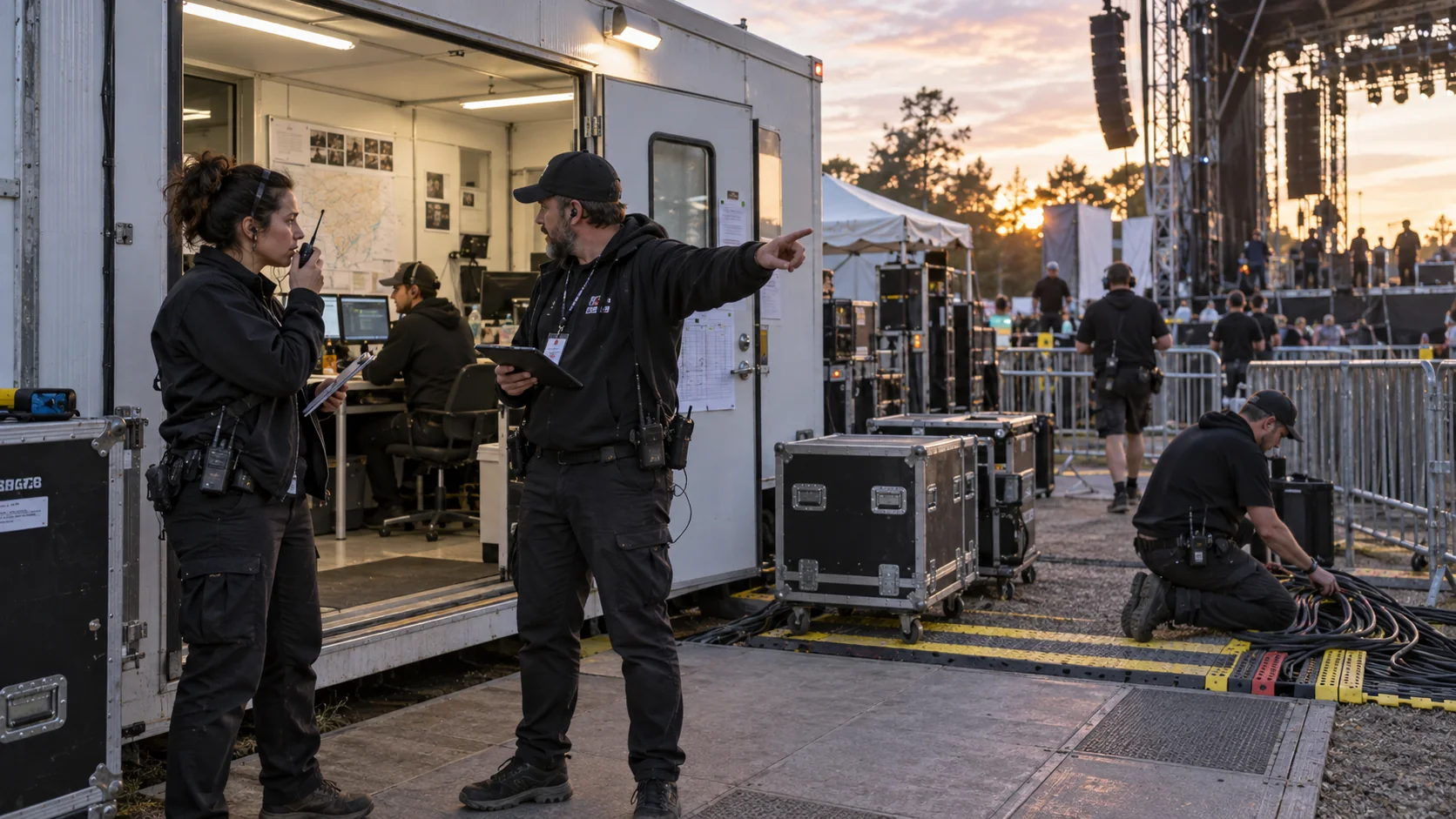 Mobile production office supporting a working film location
