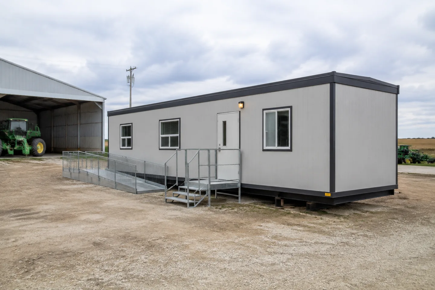 Mobile office or classroom building in a Nebraska project setting