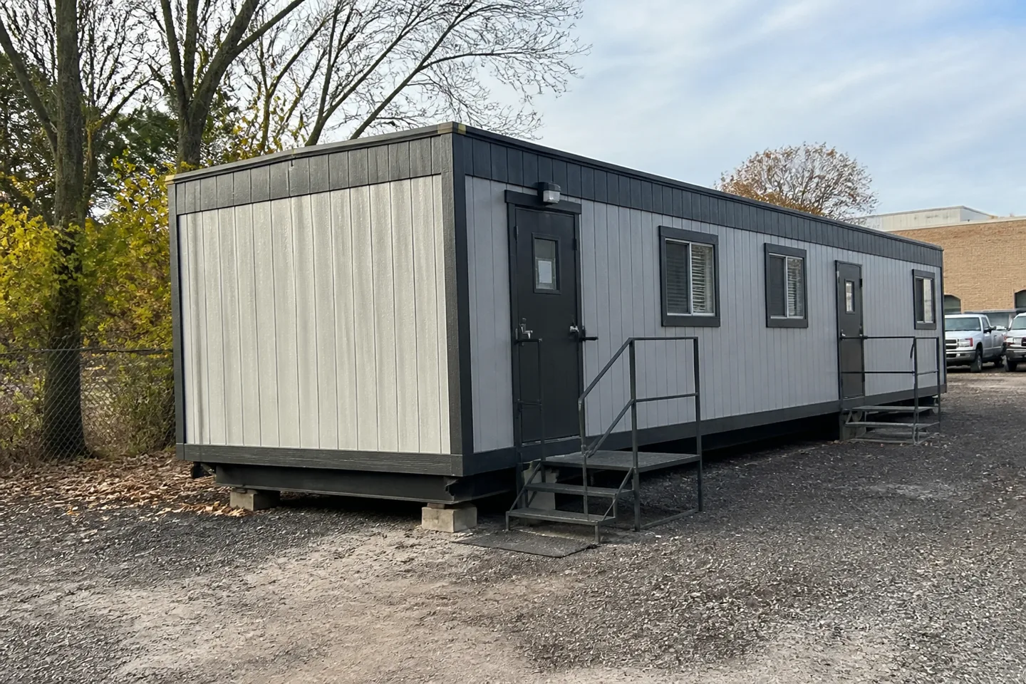 Mobile office or classroom building in a New York project setting