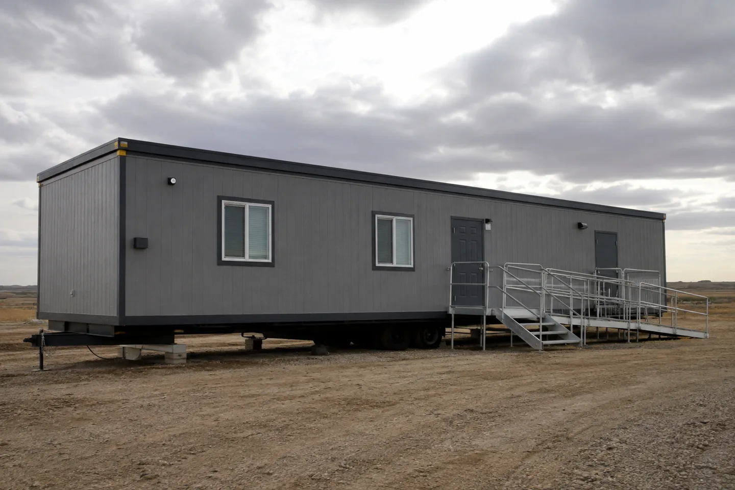 Mobile office or classroom building in a North Dakota project setting