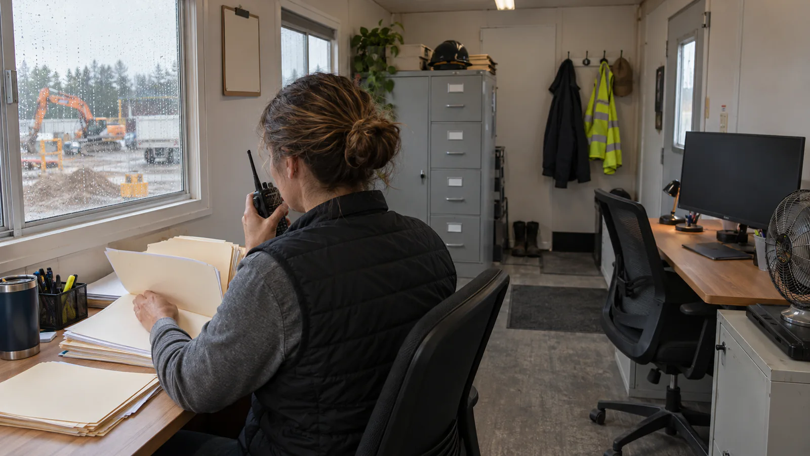 Administrator working inside a project office
