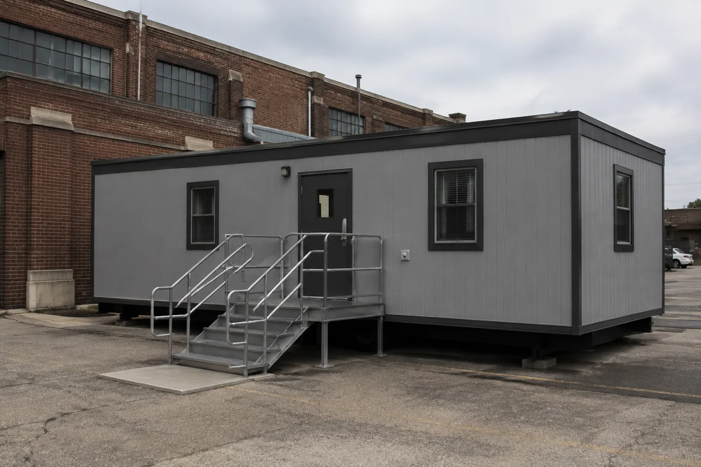 Mobile office or classroom building in a Ohio project setting