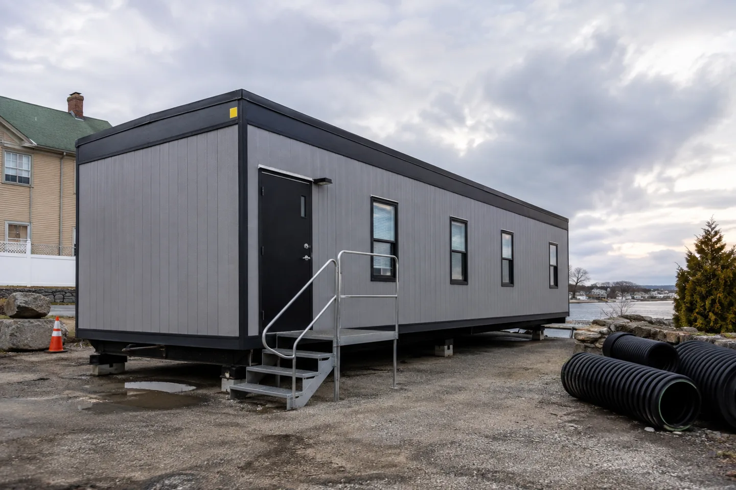 Mobile office or classroom building in a Rhode Island project setting