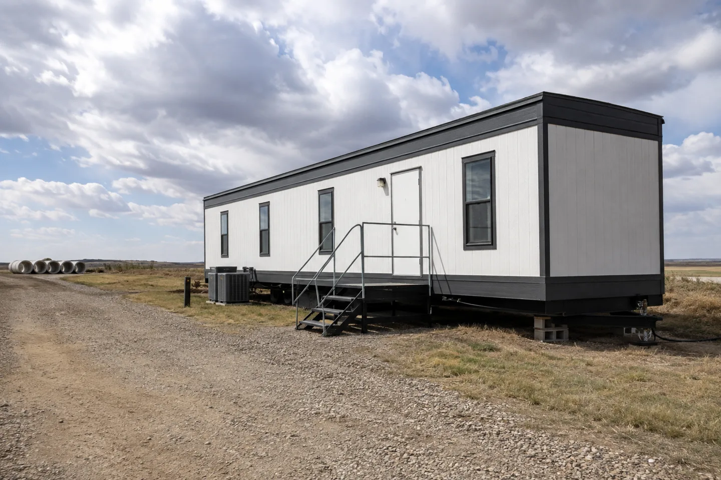 Mobile office or classroom building in a South Dakota project setting