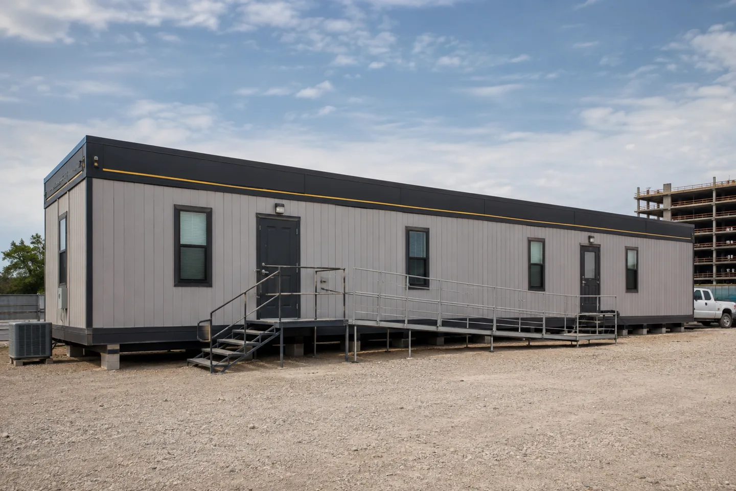 Mobile office or classroom building in a Texas project setting