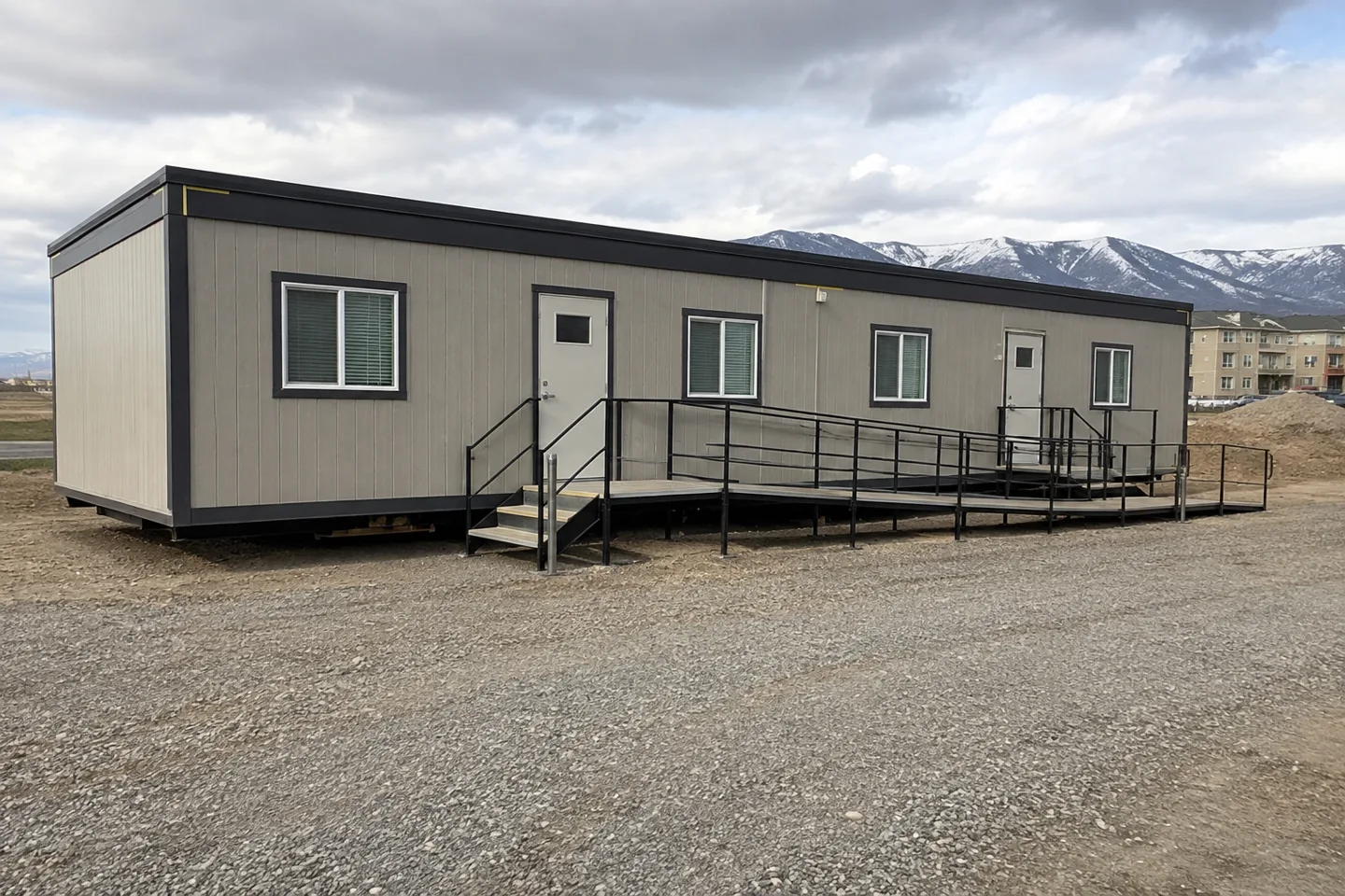 Mobile office or classroom building in a Utah project setting